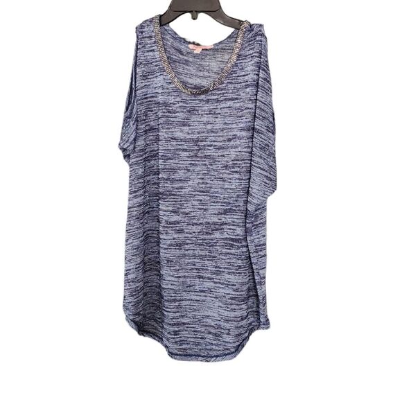 Juicy Couture Cold Shoulder Blue Knit‎ Blouse Women's Medium - Picture 1 of 8